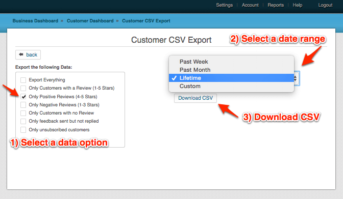 customer report data date csv